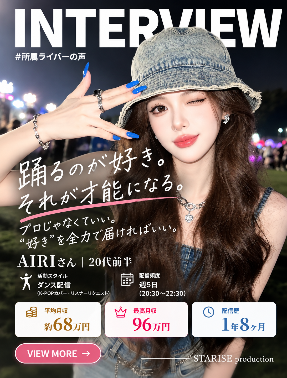所属ライバーAIRIのプロフィール（インタビューを見る）